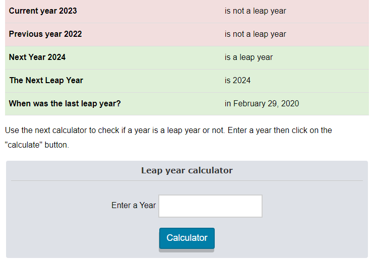 Leap year calculator determine the next leap year Ahsib